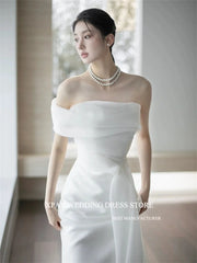 White Bridesmaid Dresses: Wedding Dresses Korea Photoshoot Off Shoulder