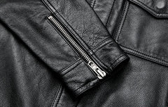 leather jacket casual denim leather coat leather coat PU washed leather, leather soft