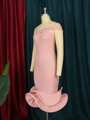 Evening Dresses: Women Bodycon Trumpet Dress Midi Party Backless Mermaid