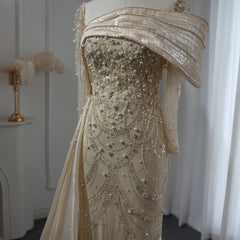 Homecoming Dresses: Crystal Mermaid Evening Dress with Overskirt
