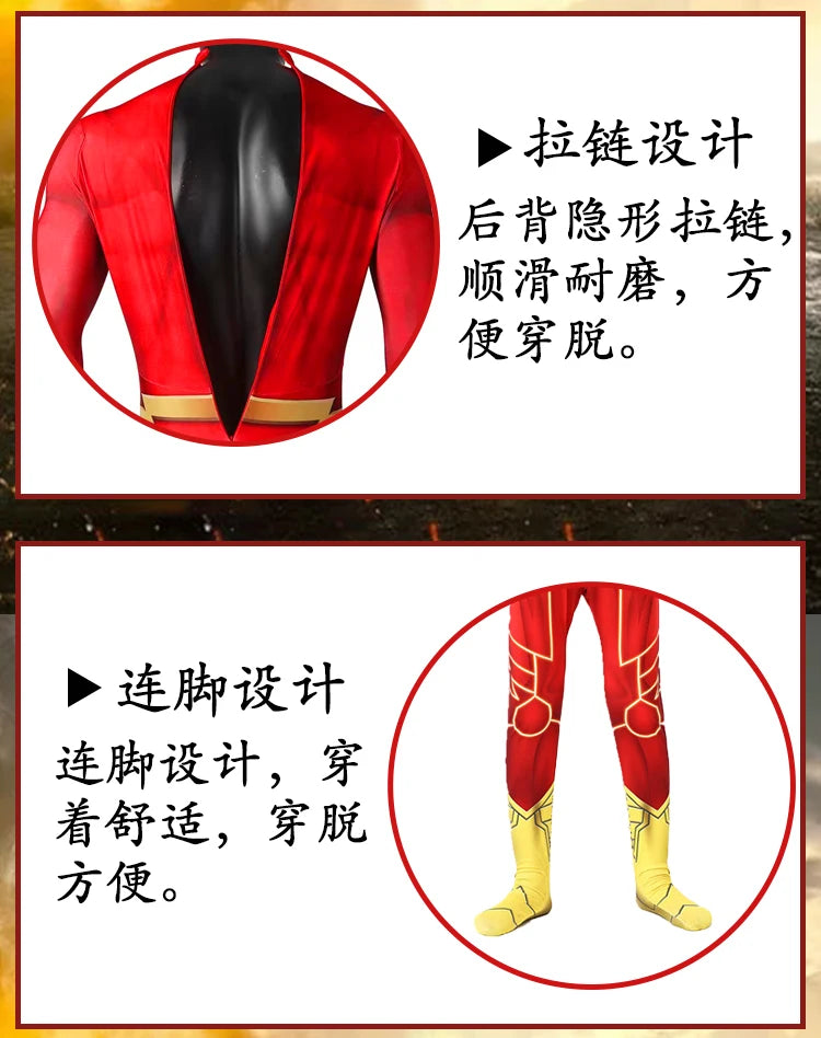 Kids Flash Man Boys Cosplay Costume Set with Headgear And Mask for New Year Carnival Party Fancy Dress Outfit