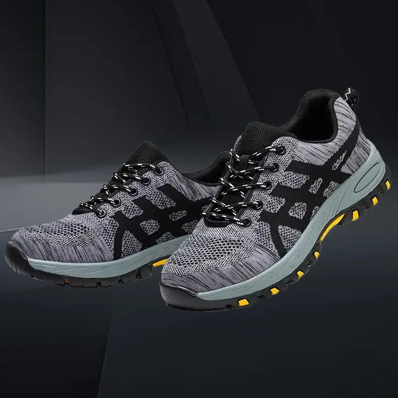 Men Steel Toe Work Sneakers Safety Shoes Anti Puncture Construction Boots Lightweight Durable Protective Footwear for Work