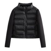 Women's Autumn Fashion Black Short Cotton-Padded Jackets Vintage Zipper