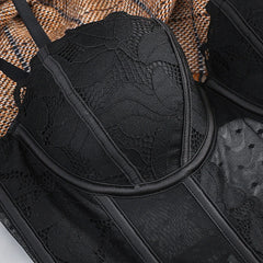 French Lace Embroidery Long Push Up Bra Set Women Underwear Fish Bone