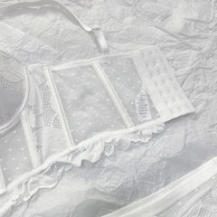 French Lace Embroidery Long Push Up Bra Set Women Underwear Fish Bone