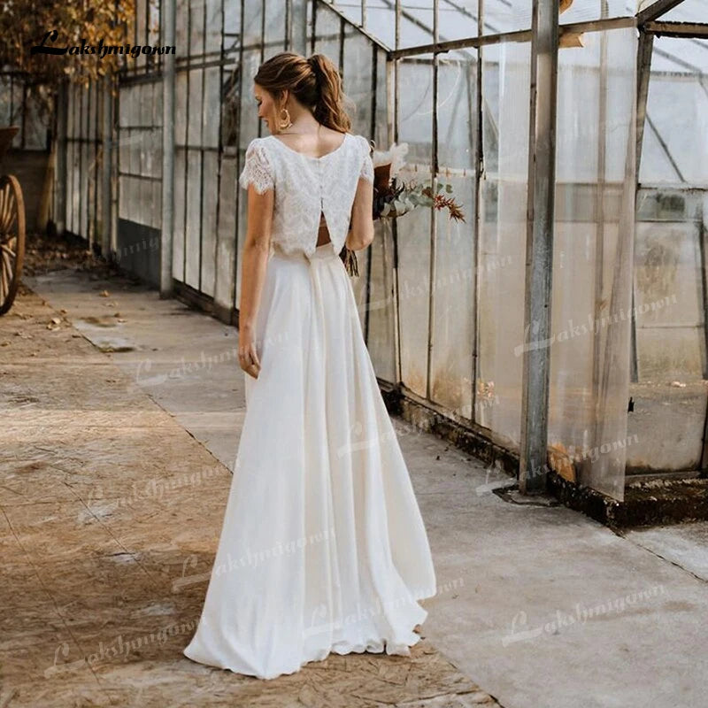 White Bridesmaid Dresses: Wedding Dresses O-Neck Short Cap Sleeve