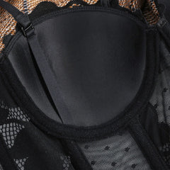 French Lace Embroidery Long Push Up Bra Set Women Underwear Fish Bone