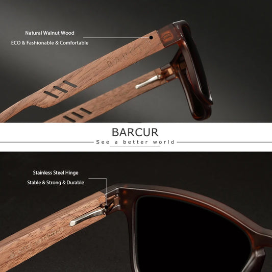 Sunglasses for Men Brand Designer Natural Walnut Wood Sun Glasses
