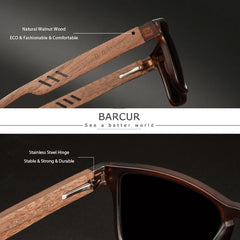 Sunglasses for Men Brand Designer Natural Walnut Wood Sun Glasses