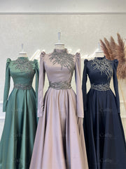 Evening wear Dresses: Green A-line Elegant Off The Shoulder Evening Dress