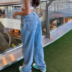Y2K Style Black and Blue Baggy Jeans For Women Fashion