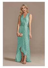 Evening wear Dresses: V-Neck Evening Dresses Party Women Wedding Sequins