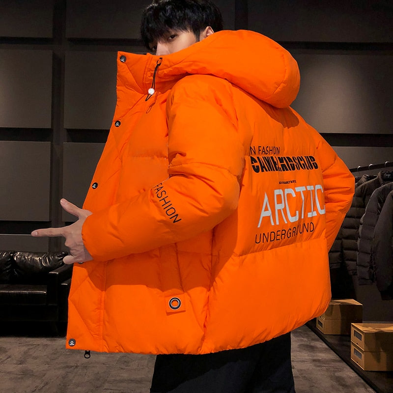 Men's Coat Winter Korean Style Cotton-padded Jacket Youth Warm Solid Color