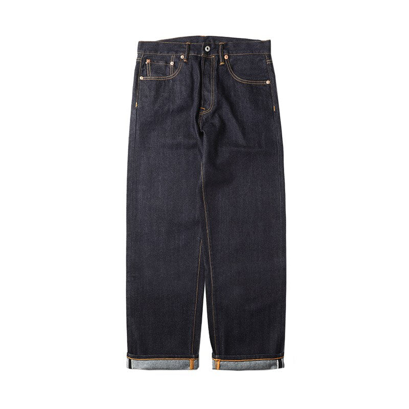 Japan Indigo Selvage Washed Loose Fitting jeans for mens