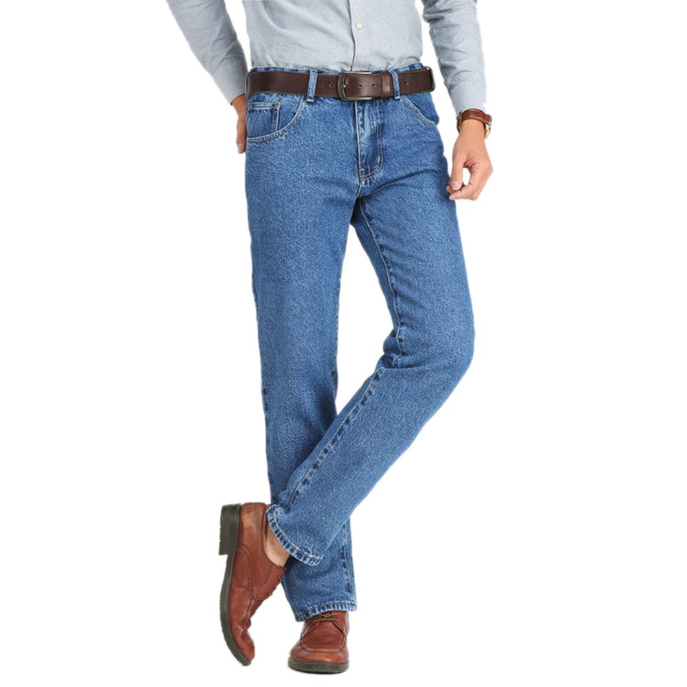 Men Business Jeans Classic Spring Autumn Male Cotton Straight Stretch