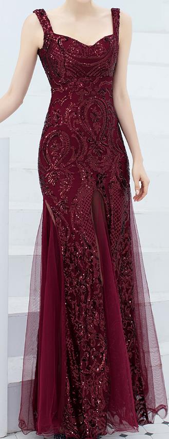 Gold Evening Dresses: Mermaid Long Prom Gown Glitter Sequin Party Dress