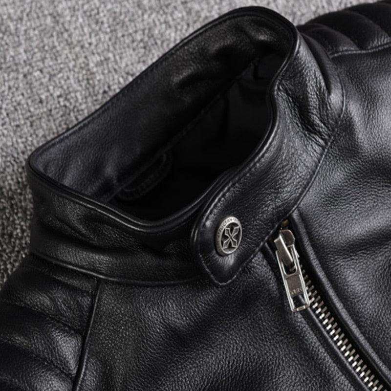 Men's Cowskin Real Leather Motorcycle Jackets 100% Natural Cowhide