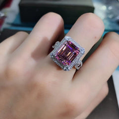 Luxury 925 Sterling Silver 3EX Emerald Cut 5CT VVS Pink Created