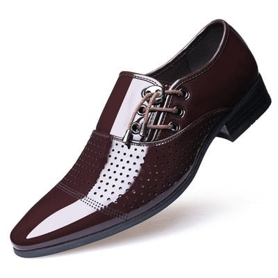 luxury Brand Men Classic Pointed Toe Dress Shoes Mens Slip on Patent