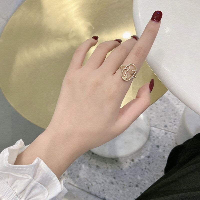 Punk Metal Geometry Circular Punk Rings Set Opening Index Finger