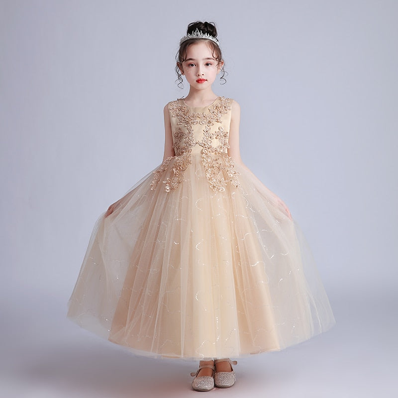 Kids Dresses For Girls Flower Ball Gown Birthday Wedding Party Princess Banquet