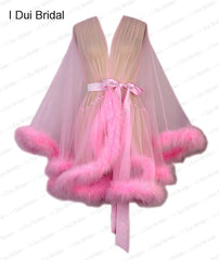 Homecoming Dresses: Robe Edging Dressing Gown Bridal Boudoir Sheer