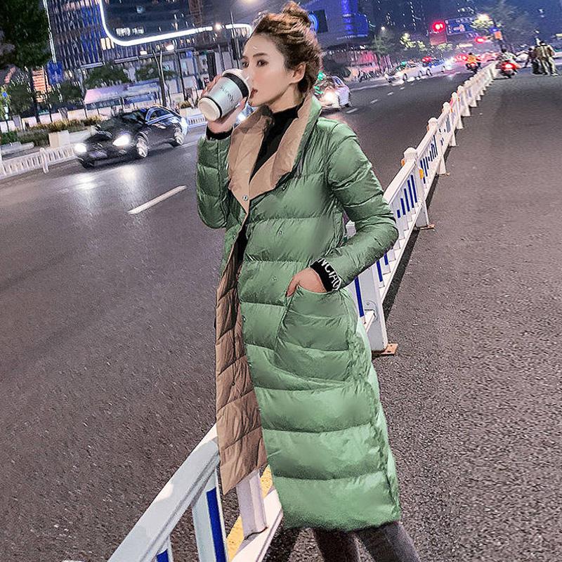 Women Double Sided Down Long Jacket Winter 90% White - 90shopping Co LLC