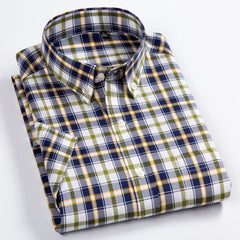 Men Casual Striped Shirt Men Summer Style Social Plaid