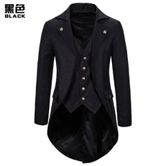 Gothic Victorian Tailcoat Jacket Men Steampunk Medieval Cosplay Costume Male