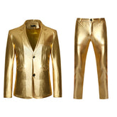Tuxedo for Mens: Men's Shiny Gold 2 Pieces Suits (Blazer+Pants) Terno Masculino