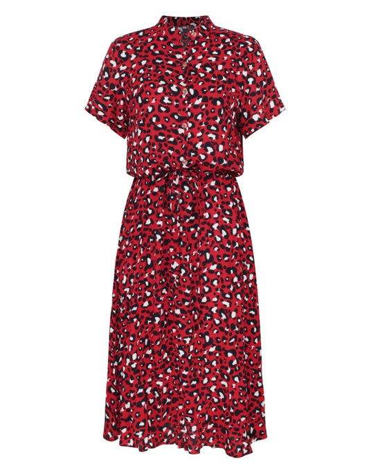 Ladies Bohemian Leopard Print Shirt Dress Women Casual Midi Holiday Summer