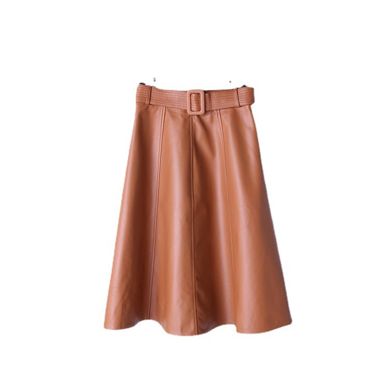 Vetement Femme Harajuku Skirts Women Genuine Leather High Waist Large