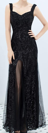 Gold Evening Dresses: Mermaid Long Prom Gown Glitter Sequin Party Dress