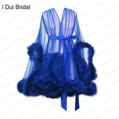 Homecoming Dresses: Robe Edging Dressing Gown Bridal Boudoir Sheer