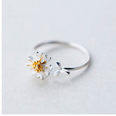 Korean Style Daisy Flower Elegant Opening Rings Women Adjustable Wedding