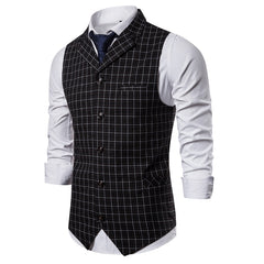 Mens Vest Casual Business Men Suit Vests Male Lattice Waistcoat