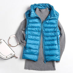 Ultra Light Down Vest Women Short Vest Windproof Lightweight Warm Waistcoat