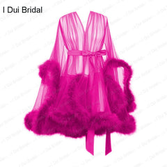 Homecoming Dresses: Robe Edging Dressing Gown Bridal Boudoir Sheer