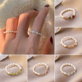 Kpop Cute Multi Beaded Imitation Pearl Colorful Crystal Adjustable Rope