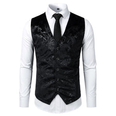 Gold Steampunk Vest Men Suit Gilet Homme Wedding Sleeveless Slim Fit