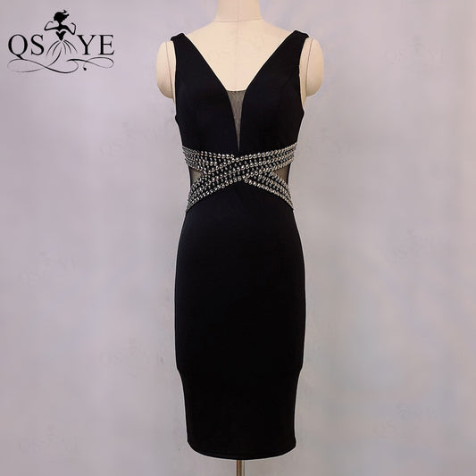 Homecoming Dresses: Prom Dresses Sheath Stretch Evening Dress Deep V Neck Party