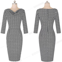Women Casual Leopard Print Office Business Sheath Slim Summer Pencil Dress