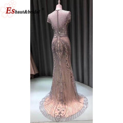 Evening wear Dresses: Mermaid Evening Night Dress for Women Crystal Handmade Cap