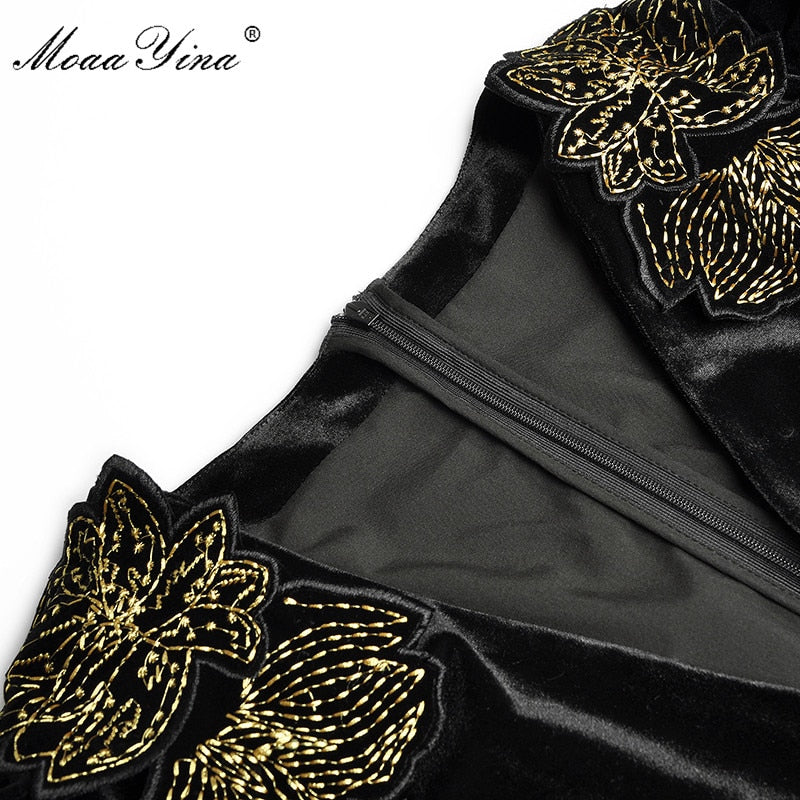 Spring Summer Designer Jumpsuits Women V-neck Long sleeve Gold Line