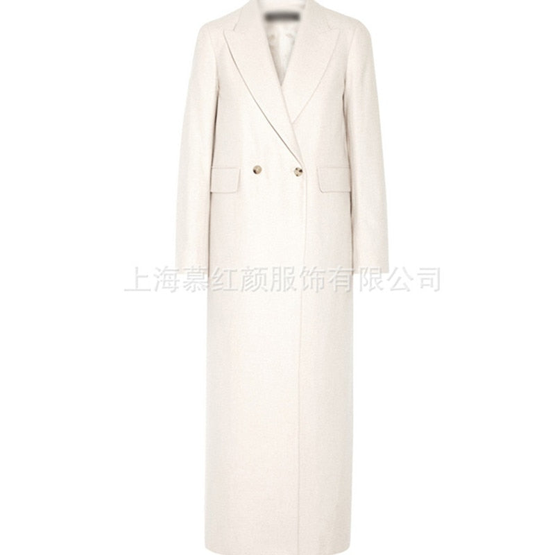 Women Winter Coat Wool Double breasted cashmere Vintage Elegant jacket Fashion