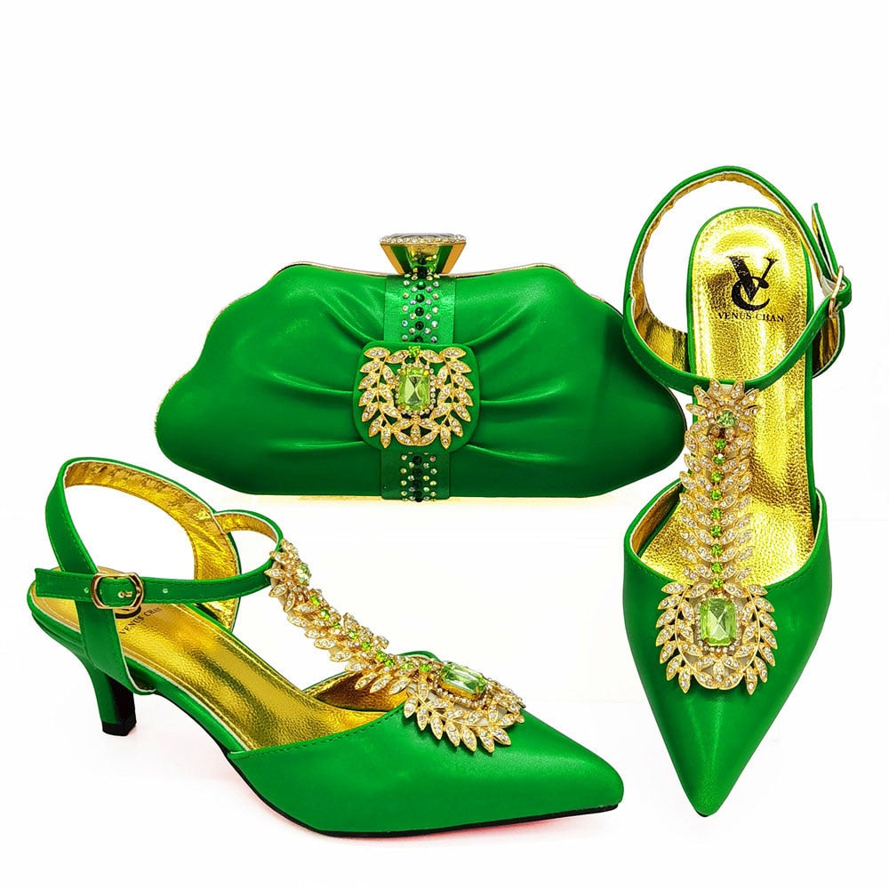 Shoes Matching Bags Set Italian Women's Party Shoes and Bag Sets in Silver