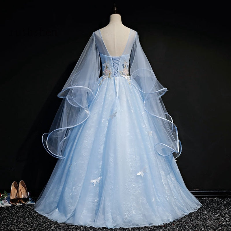 Evening wear Dresses: Prom Dresses Long With Butterfly Tailored Long Sleeves