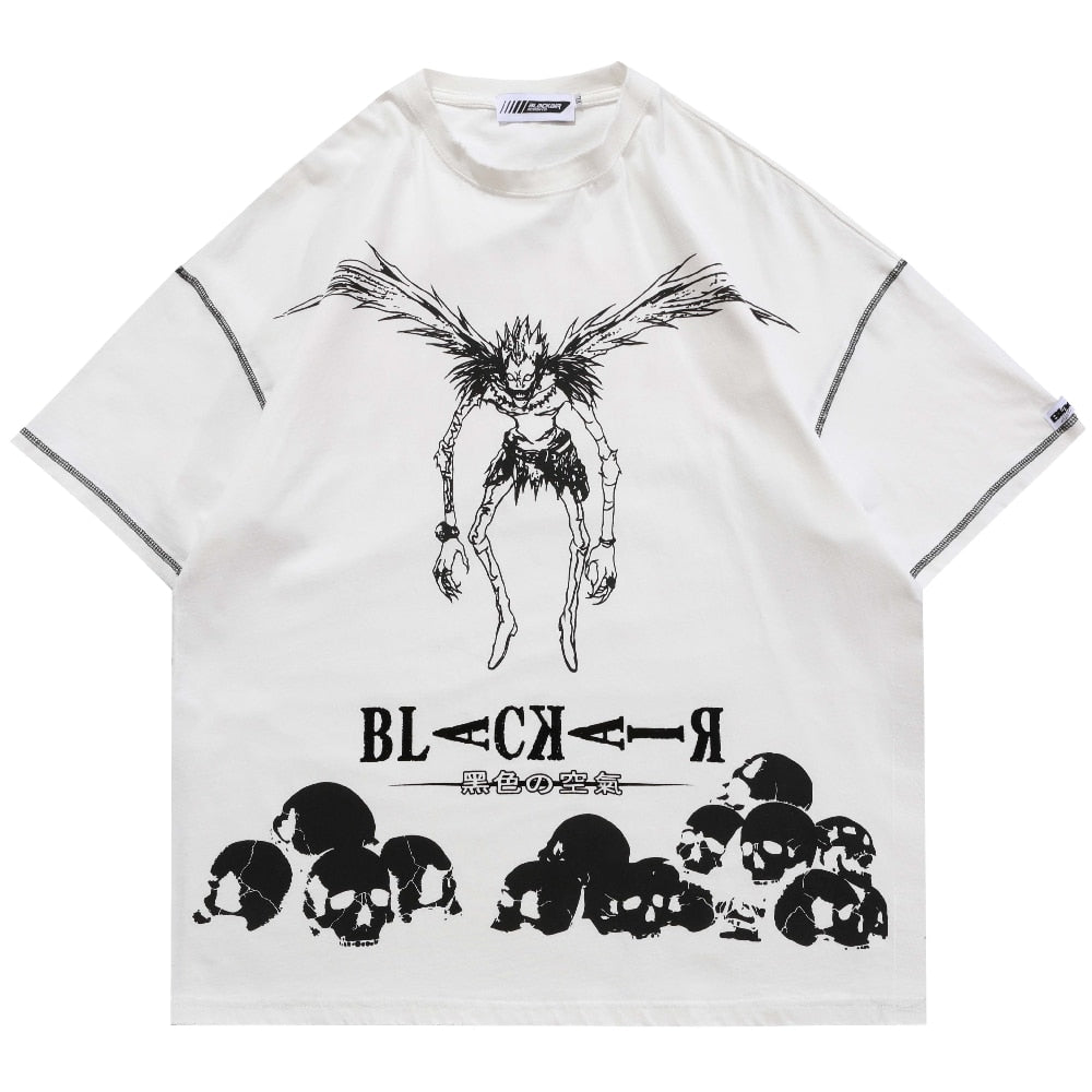 Hip Hop Streetwear Harajuku T Shirt Japanese Death manga Note Print Tshirt