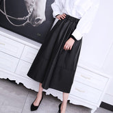 Jupe Longue Femme Women Genuine Leather Harajuku High Elastic Waist