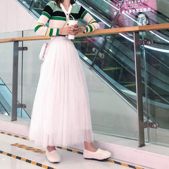 Maxi Long Tulle Skirt Women High Waist Ball Gown Skirts Spring